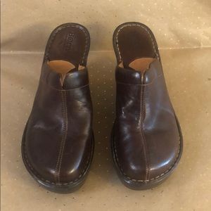 Born Brown Leather Clogs. Size 9